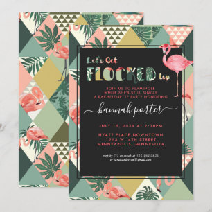 zusammengeschlossen   Flamingo Themed Bachelorette Einladung