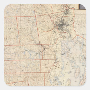 Zusammengesetzte Rhode Island Karte Quadratischer Aufkleber