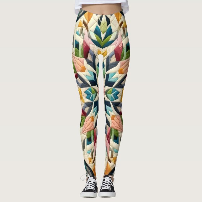 Zusammengestelltes abstraktes Design Leggings (Vorderseite)