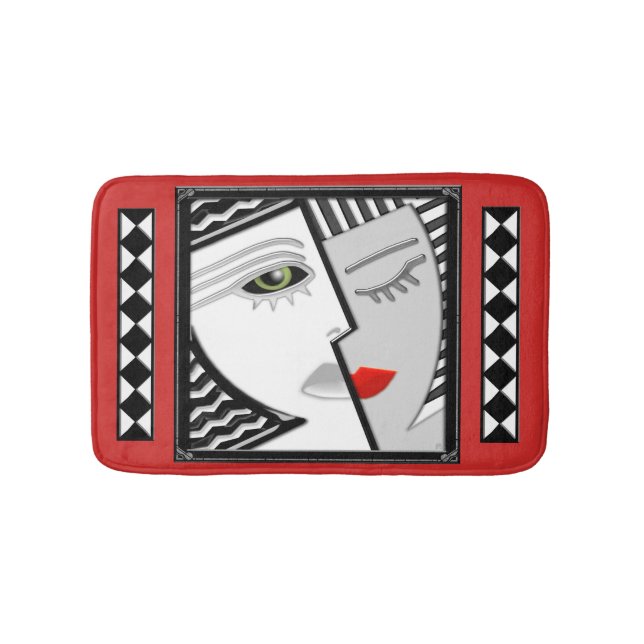 Zusammenkommen (Art-Deco-Portrait von Janus) Badematte (Vorderseite)