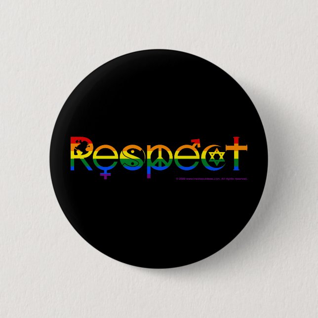 Zusammenleben mit Respekt Gay Pride Button (Vorderseite)