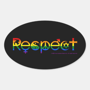 Zusammenleben mit Respekt Gay Pride Ovaler Aufkleber