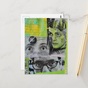 Zusammenschluss von zufälligen Vintage-Gesichtern Postkarte