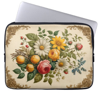 Zusammensetzung der Vintagen Blume auf Pergament Laptopschutzhülle