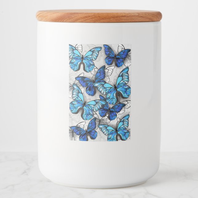 Zusammensetzung der weißen und blauen Schmetterlin Lebensmitteletikett (Vorderseite)