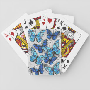 Zusammensetzung der weißen und blauen Schmetterlin Spielkarten