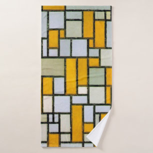 Zusammensetzung Gelb und Grau, Mondrian Badehandtuch