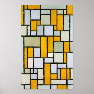 Zusammensetzung Gelb und Grau, Mondrian Poster