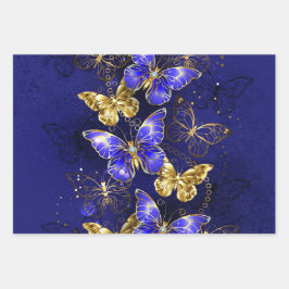 Zusammensetzung mit Sapphire-Schmetterlingen Geschenkpapier Set