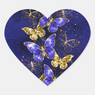 Zusammensetzung mit Sapphire-Schmetterlingen Herz-Aufkleber