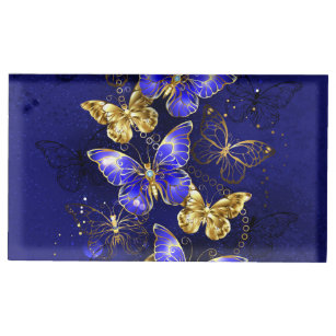 Zusammensetzung mit Sapphire-Schmetterlingen Platzkartenhalter