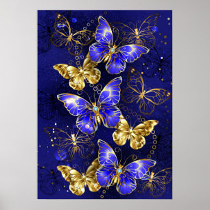 Zusammensetzung mit Sapphire-Schmetterlingen Poster