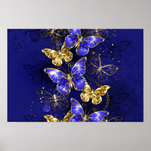 Zusammensetzung mit Sapphire-Schmetterlingen Poster