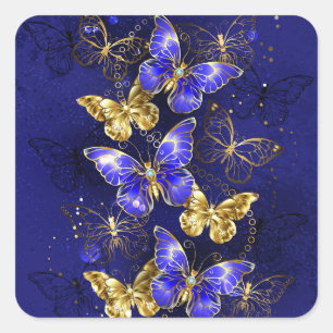 Zusammensetzung mit Sapphire-Schmetterlingen Quadratischer Aufkleber