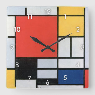 Zusammensetzung, Mondrian Quadratische Wanduhr
