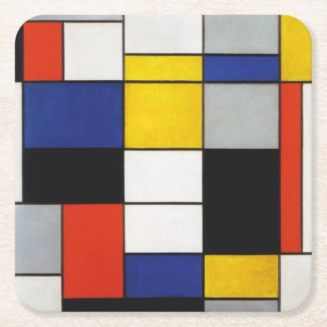 Zusammensetzung, Mondrian Rechteckiger Pappuntersetzer (Vorderseite)
