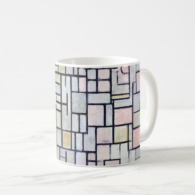 Zusammensetzung Rosa und Grau, Mondrian Kaffeetasse (VorderseiteRechts)