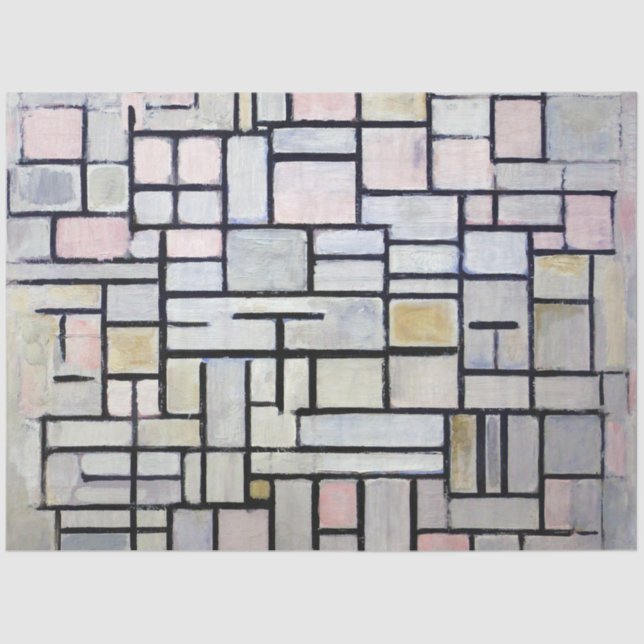Zusammensetzung Rosa und Grau, Mondrian Seidenpapier (Vorderseite)