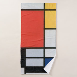 Zusammensetzung Rot, Gelb, Blau, Schwarz, Mondrian Badehandtuch