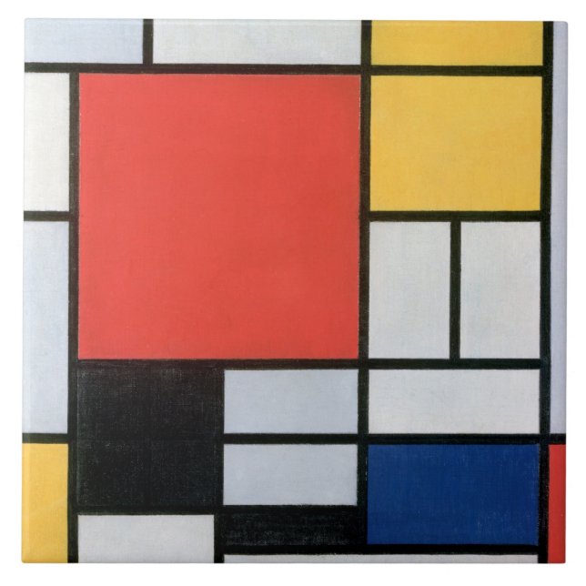 Zusammensetzung Rot, Gelb, Blau, Schwarz, Mondrian Fliese (Vorderseite)