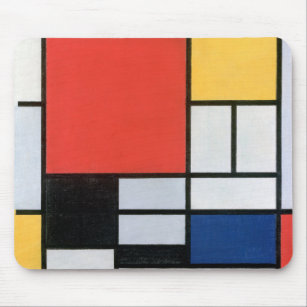 Zusammensetzung Rot, Gelb, Blau, Schwarz, Mondrian Mousepad