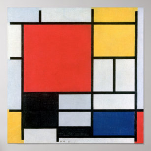 Zusammensetzung Rot, Gelb, Blau, Schwarz, Mondrian Poster