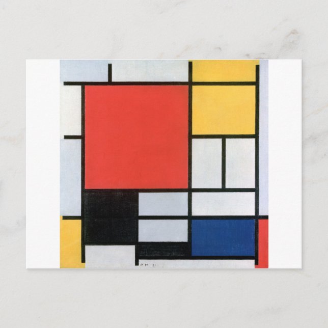 Zusammensetzung Rot, Gelb, Blau, Schwarz, Mondrian Postkarte (Vorderseite)