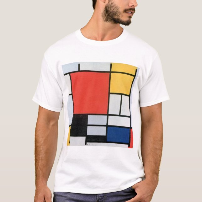 Zusammensetzung Rot, Gelb, Blau, Schwarz, Mondrian T-Shirt (Vorderseite)