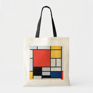 Zusammensetzung Rot, Gelb, Blau, Schwarz, Mondrian Tragetasche