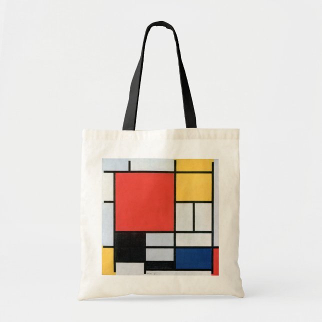 Zusammensetzung Rot, Gelb, Blau, Schwarz, Mondrian Tragetasche (Vorne)