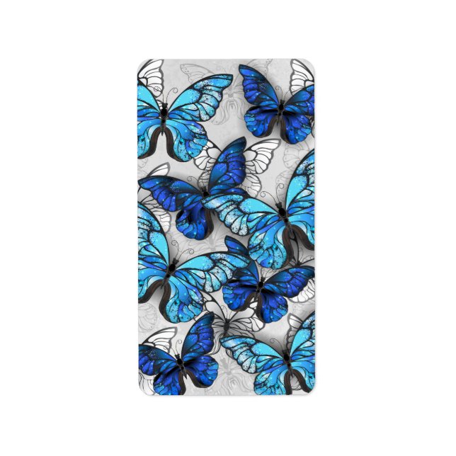 Zusammensetzung von White und Blue Butterflies Adressaufkleber (Vorne)
