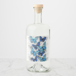 Zusammensetzung von White und Blue Butterflies Alkoholflaschenetikett