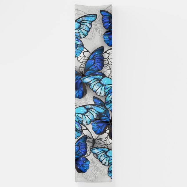 Zusammensetzung von White und Blue Butterflies Banner (Vertikal)