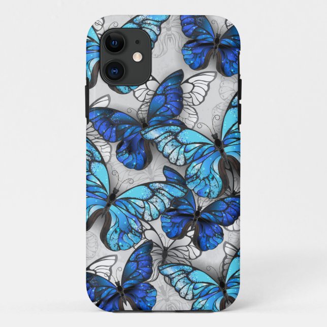 Zusammensetzung von White und Blue Butterflies Case-Mate iPhone Hülle (Rückseite)