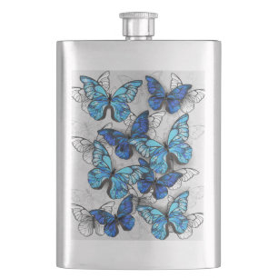 Zusammensetzung von White und Blue Butterflies Flachmann