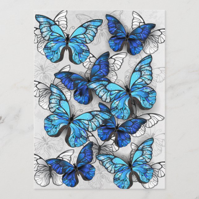 Zusammensetzung von White und Blue Butterflies Hinweiskarte (Vorderseite)