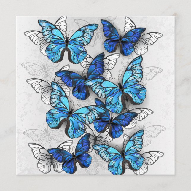 Zusammensetzung von White und Blue Butterflies Hinweiskarte (Vorderseite)