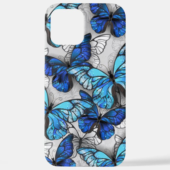Zusammensetzung von White und Blue Butterflies iPhone Hülle (Rückseite)