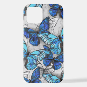 Zusammensetzung von White und Blue Butterflies iPhone 12 Hülle