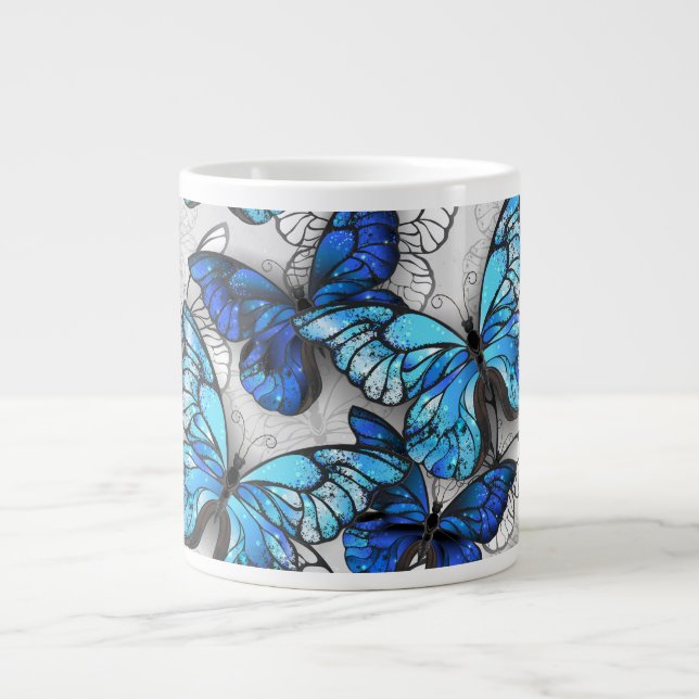 Zusammensetzung von White und Blue Butterflies Jumbo-Tasse (Vorderseite)