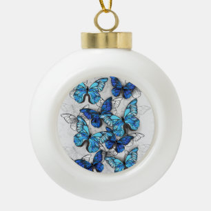 Zusammensetzung von White und Blue Butterflies Keramik Kugel-Ornament