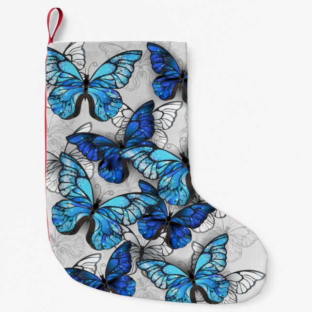 Zusammensetzung von White und Blue Butterflies Kleiner Weihnachtsstrumpf (Vorderseite)