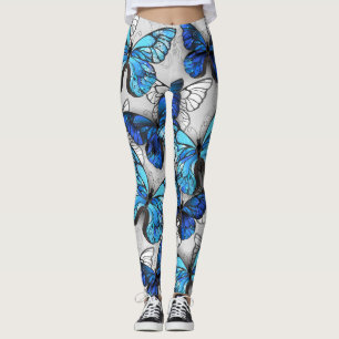 Zusammensetzung von White und Blue Butterflies Leggings