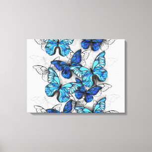 Zusammensetzung von White und Blue Butterflies Leinwanddruck