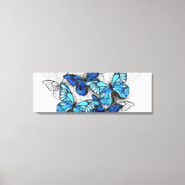 Zusammensetzung von White und Blue Butterflies Leinwanddruck (Vorderseite)