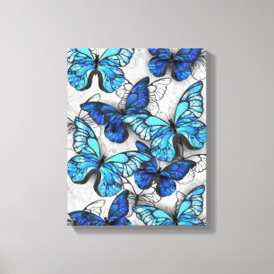 Zusammensetzung von White und Blue Butterflies Leinwanddruck