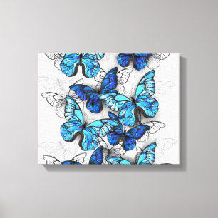 Zusammensetzung von White und Blue Butterflies Leinwanddruck