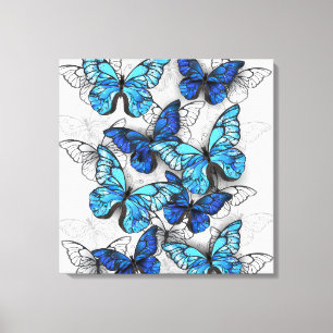 Zusammensetzung von White und Blue Butterflies Leinwanddruck