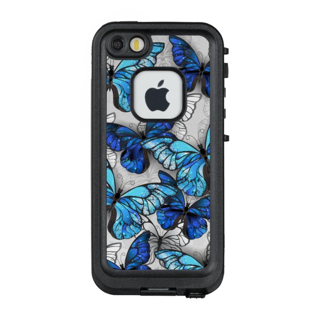 Zusammensetzung von White und Blue Butterflies LifeProof iPhone Hülle (Rückseite)