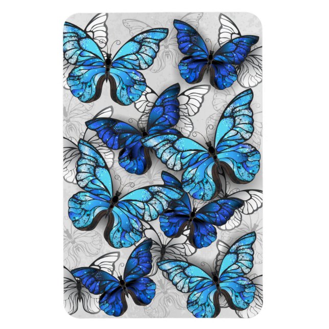 Zusammensetzung von White und Blue Butterflies Magnet (Vertikal)